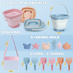 Folded Dreamon silicone sand buckets showing space-saving design