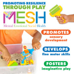 Detailed view of Creativity for Kids sensory bin construction signs and rocks