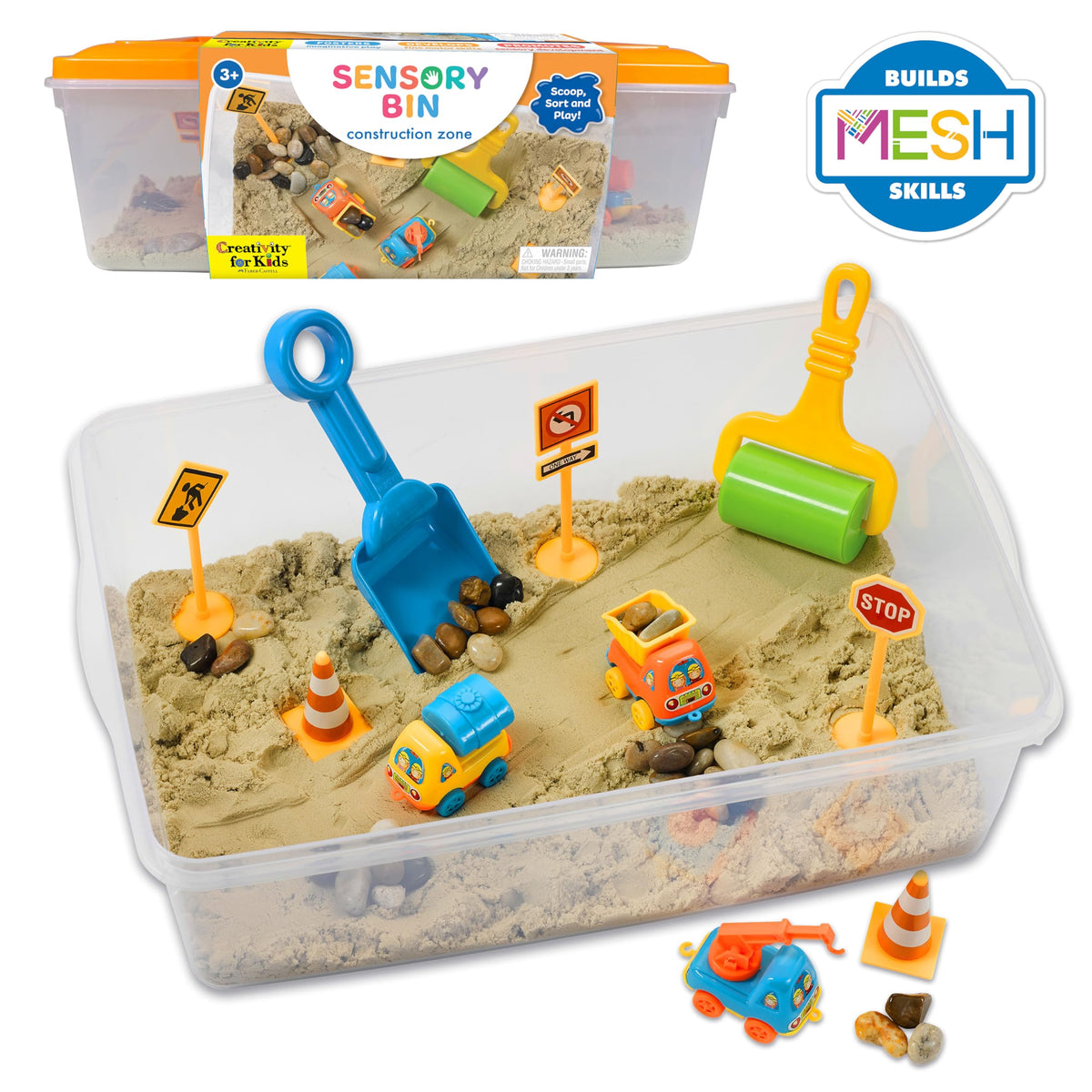 Packaging of Creativity for Kids Construction Zone Sensory Bin playset