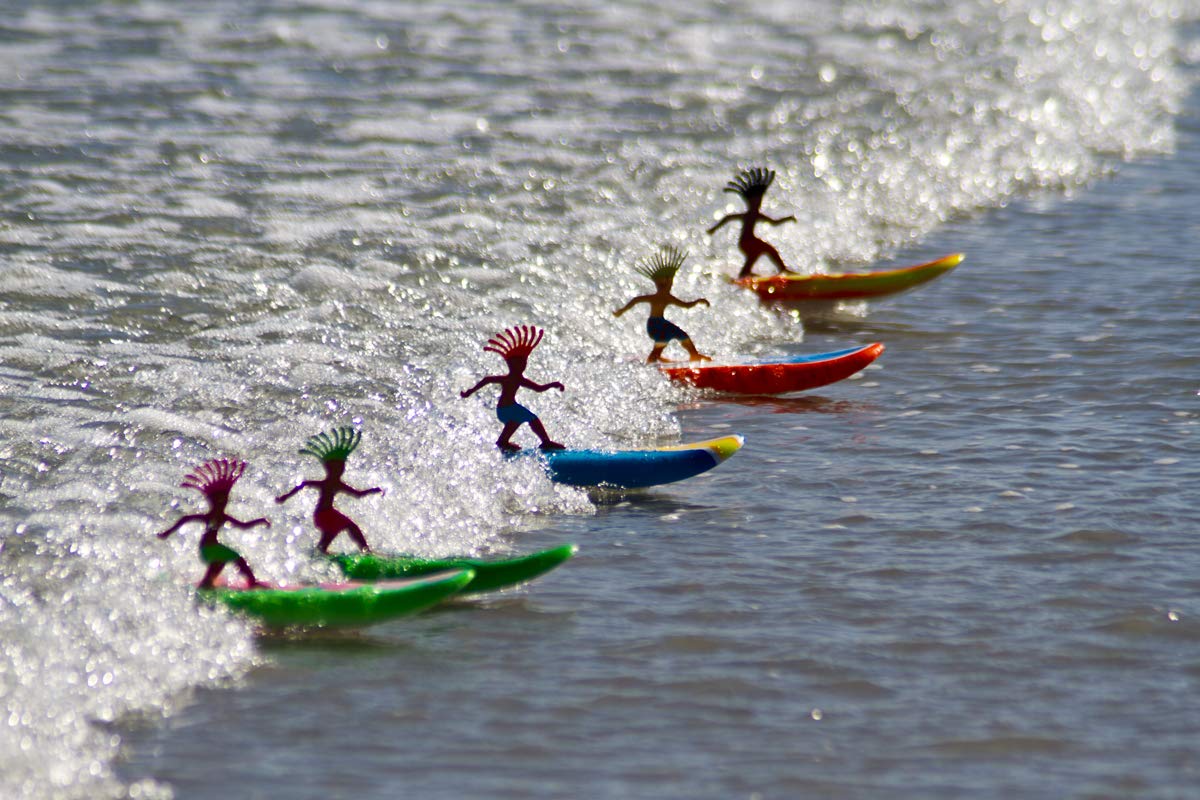 Surfer Dudes Hanalei Harry in ocean waves