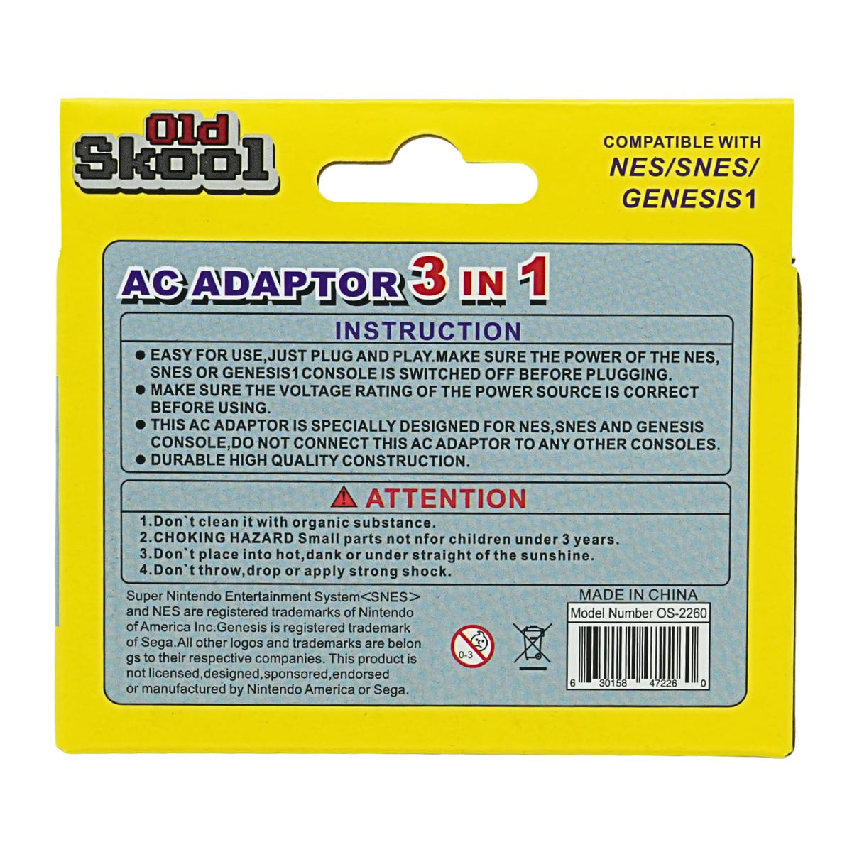 Old Skool universal adapter compatible with Sega Genesis 1 console