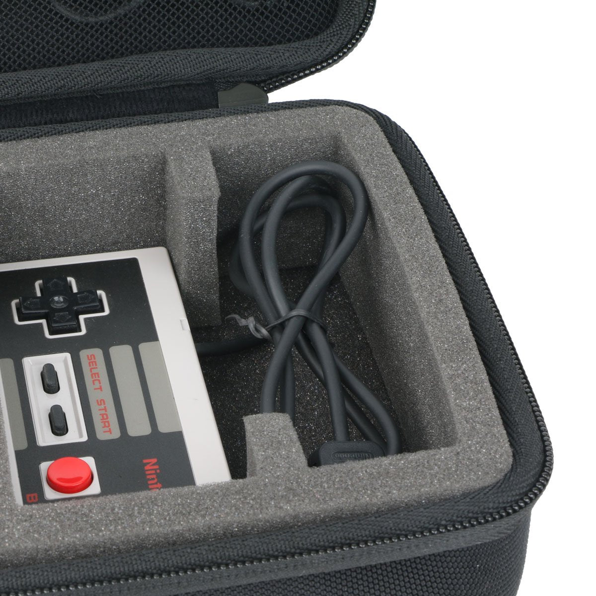 Close up of Khanka case interior mesh pocket for cables