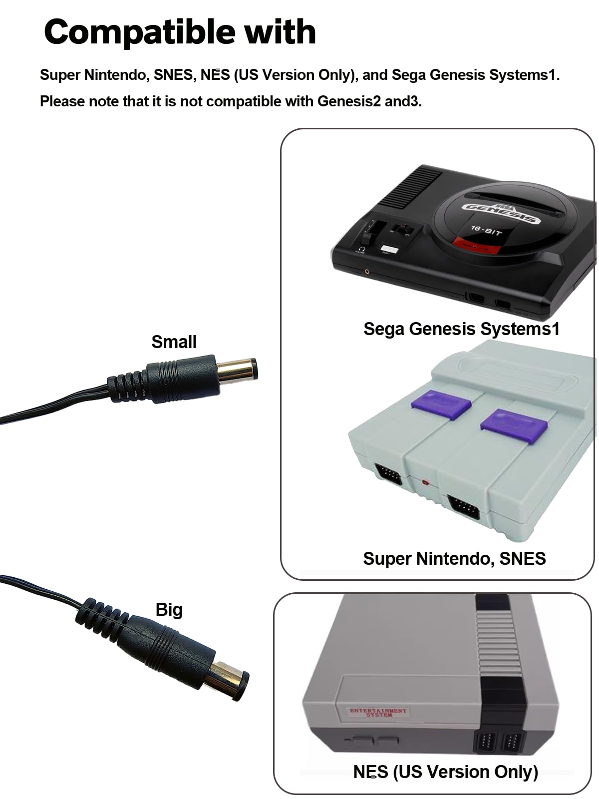 Close up of power adapter for Super Nintendo and NES