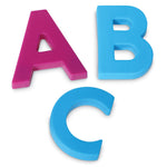 Toddler safe oversized alphabet magnets in storage bucket