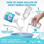 Syncfun bubble solution refill powder being mixed in a large bucket