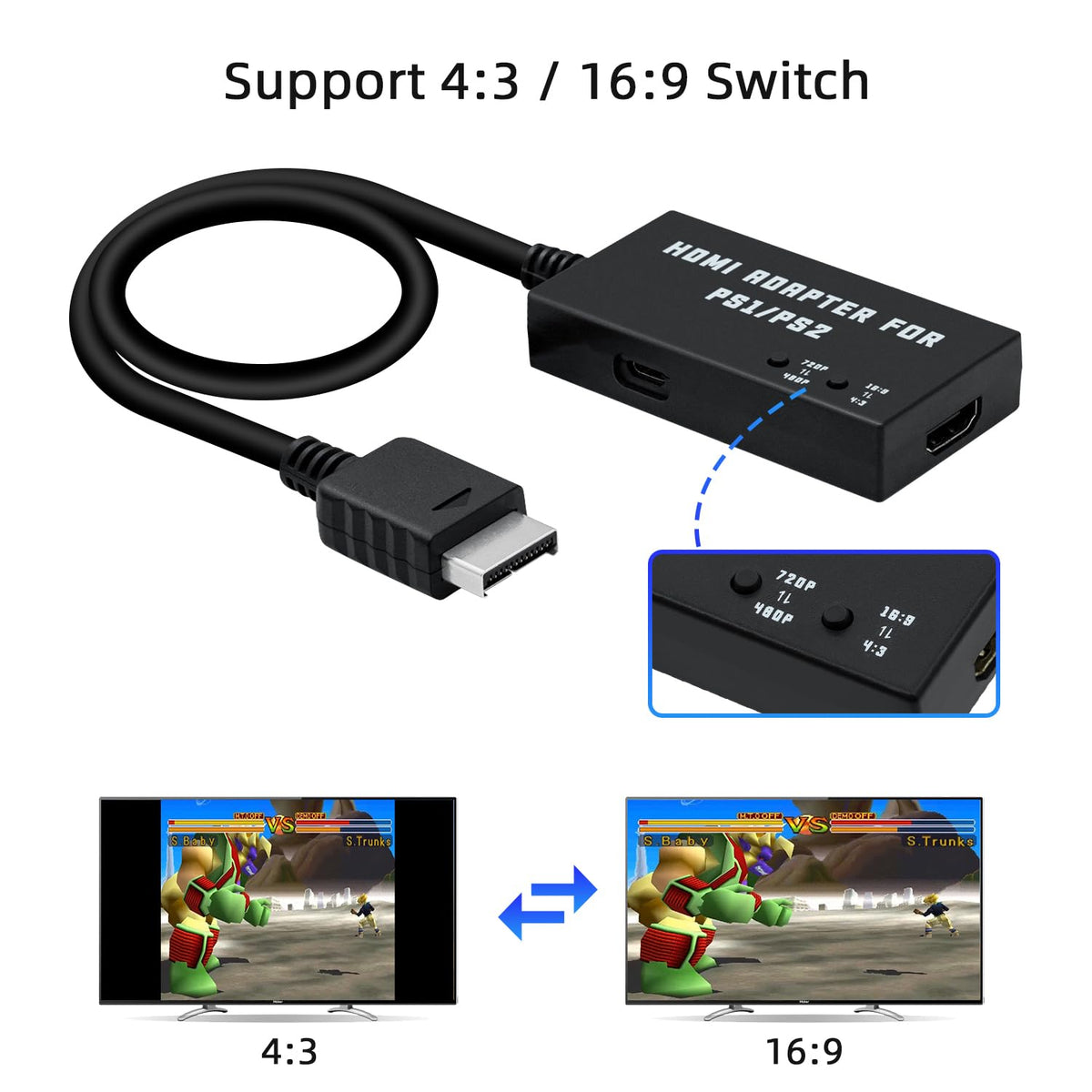 Mcbazel display adapter packaging contents including the bundled power cable.