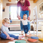 ZICOTO balance and coordination obstacle course set arranged in a creative curved path on outdoor green grass.