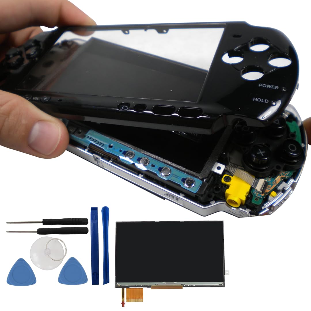 Rear view of the replacement liquid crystal display assembly highlighting the metal backing plate