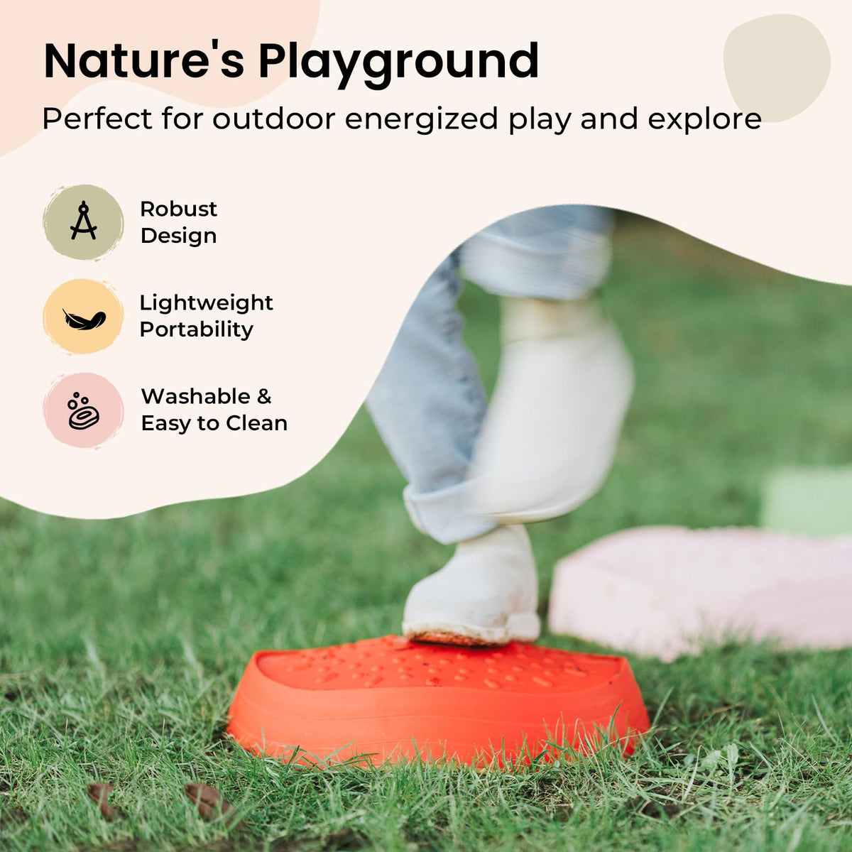 Durable rubber non-slip base of Tiny Land stepping stones