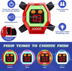 Children using CheerCrew laser tag set in outdoor backyard