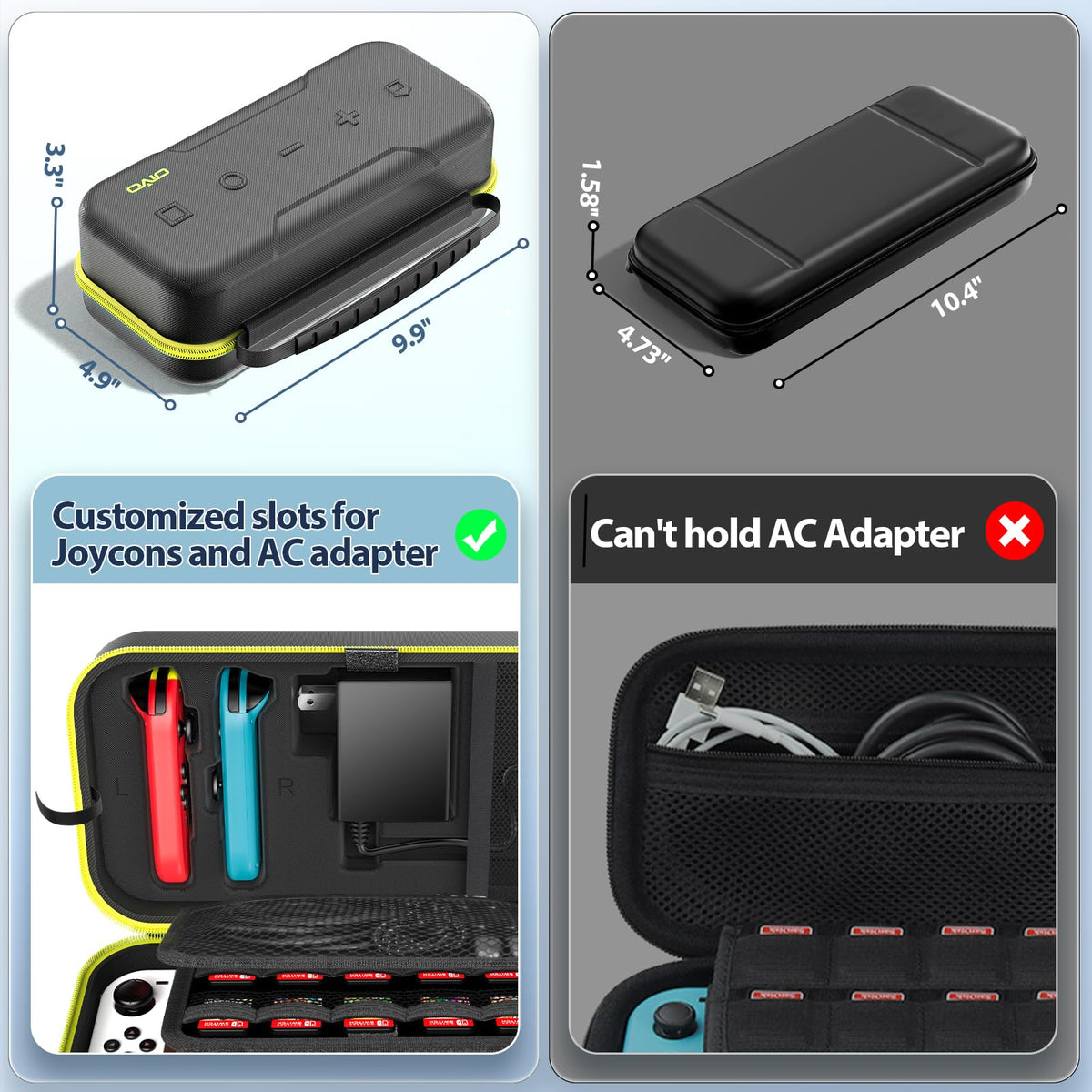 OIVO gaming accessory pouch top perspective detailing the comfortable rubberized carrying handle.
