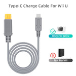 Grey USB C to Wii U console charging cord replacement adapter cable