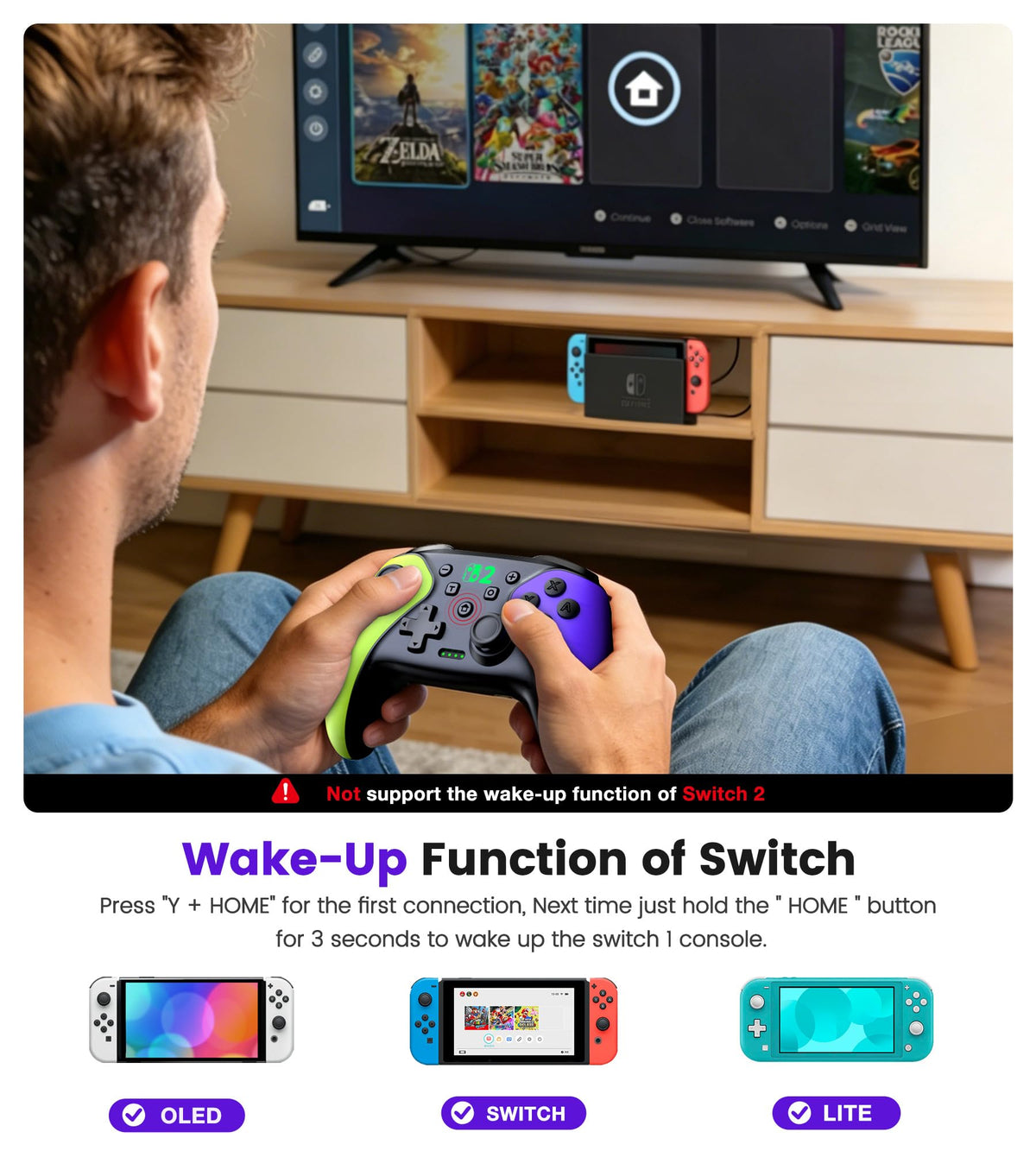 Elisween wireless bluetooth gamepad close up on the directional pad and Hall effect analog stick