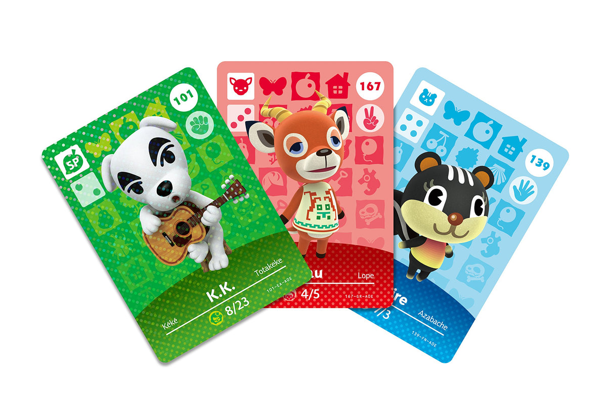 Authentic imported Nintendo trading cards with built in Near Field Communication chips for gaming consoles.