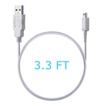White backup USB power cable for Nintendo Wii U remote controller close up