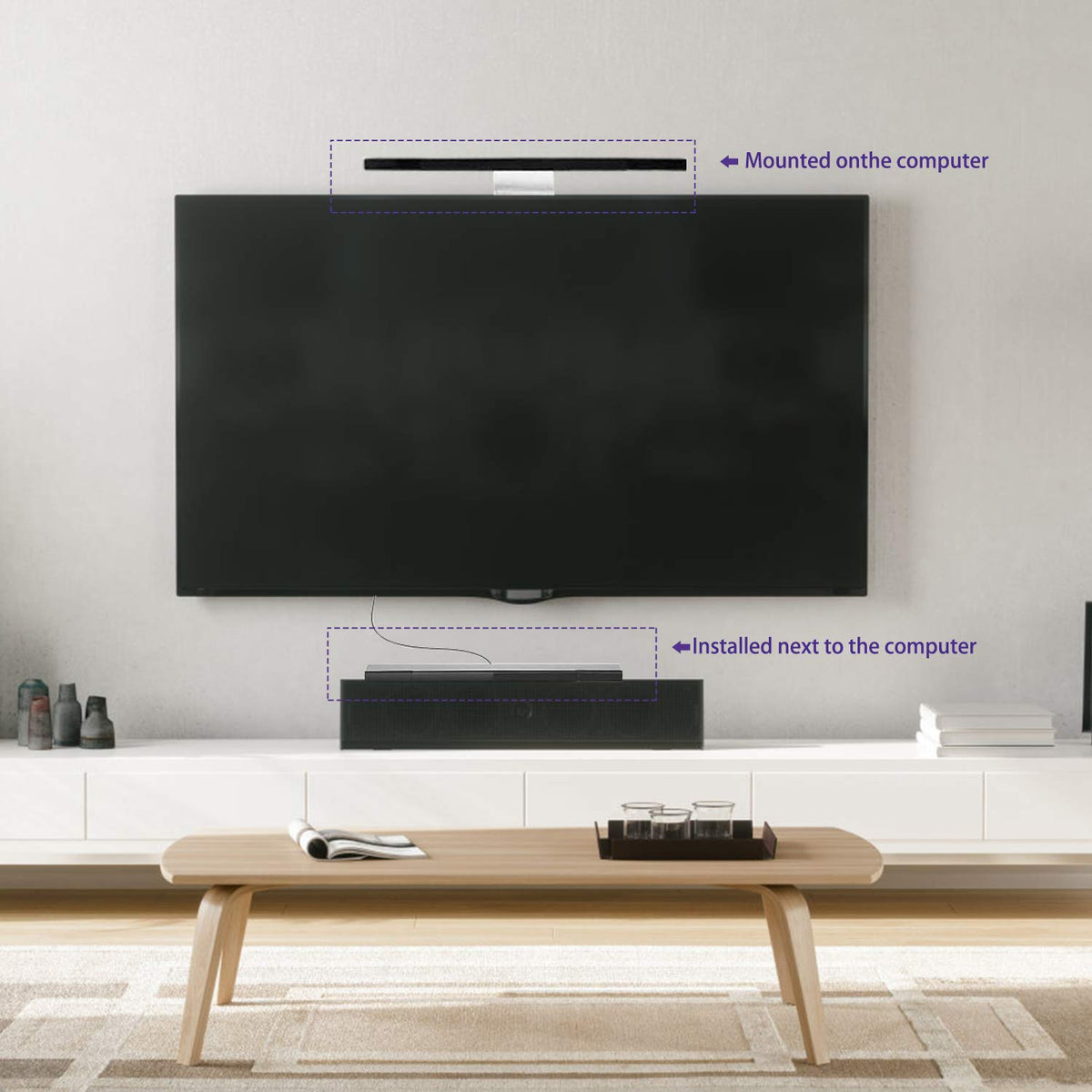 Replacement motion sensor bar for Wii U console with clear stand