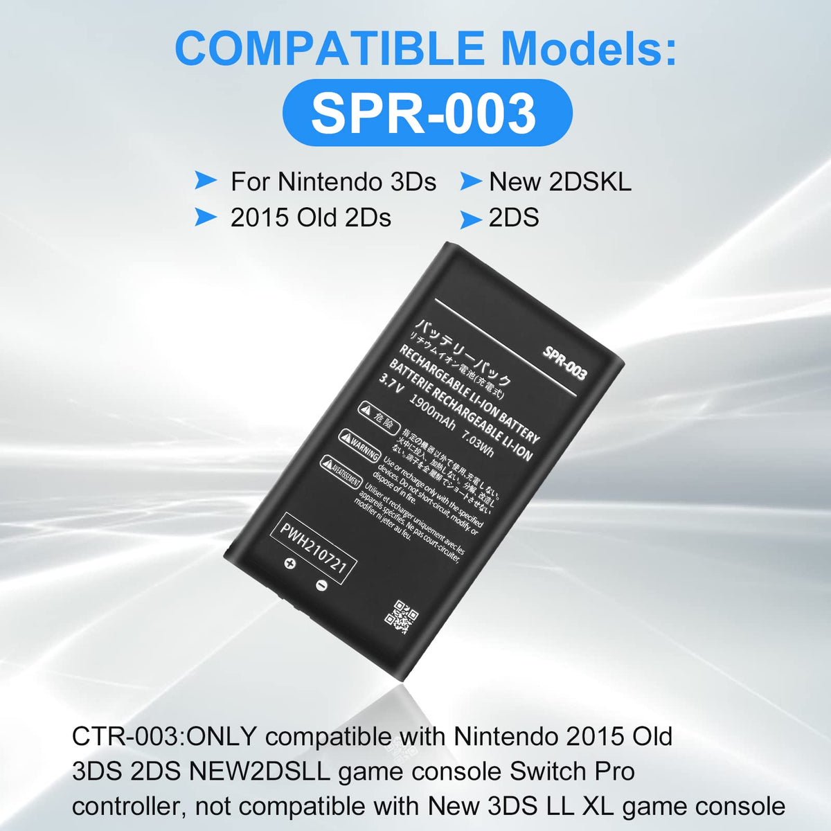 Accio replacement battery showing 1900mAh capacity label