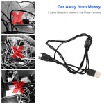 The 120 centimeter USB charging cable coiled for travel