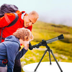 Compact landscape refractor telescope showing the alt-azimuth mount angle adjustments.