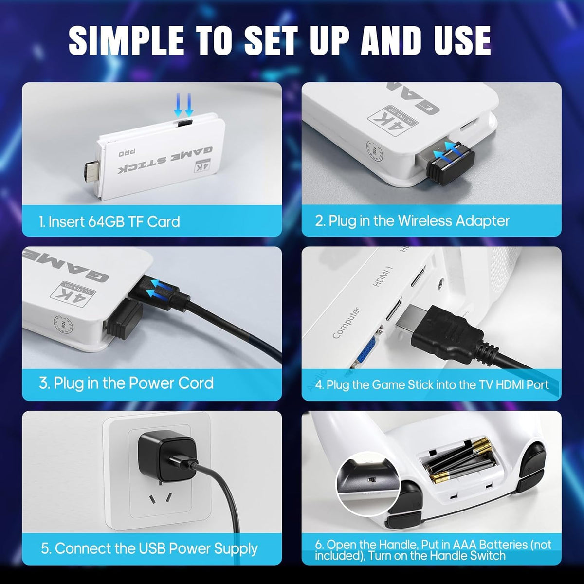 Dual wireless controllers for PSS retro game stick