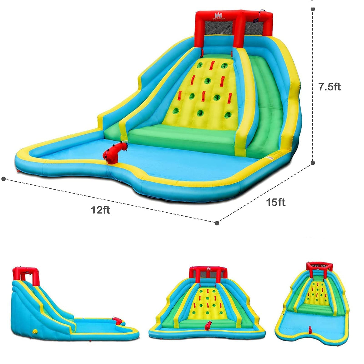 Children playing on Bountech backyard water slide park