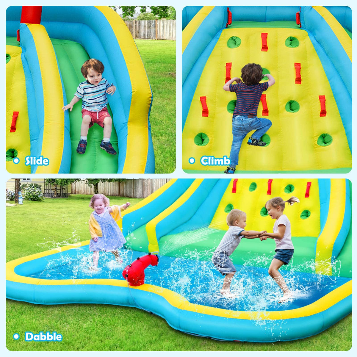 Close up of Bountech inflatable climbing wall feature