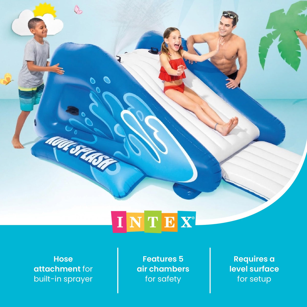Close up of heavy duty vinyl construction on Intex pool slide