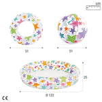 Intex Just So Fruity inflatable pool package layout including heavy duty vinyl repair patch