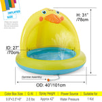 XFlated outdoor duck bathtub thirty-nine inches showing the three-valve inflation system setup