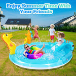 WODMAZ backyard splash pool displaying the interactive ring toss game accessory