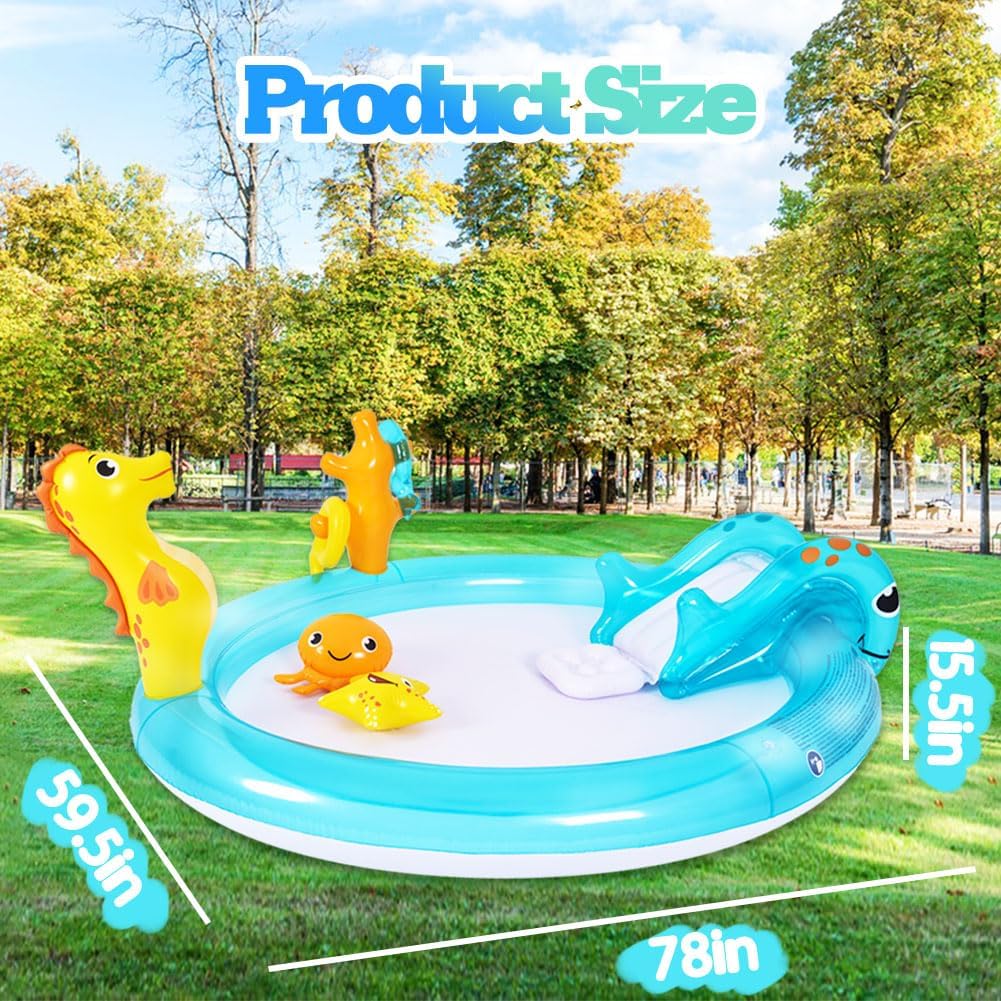WODMAZ ocean theme kiddie pool deflated and folded for compact seasonal storage