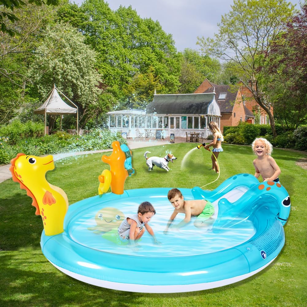 WODMAZ kids outdoor pool slide attachment showcasing secure rounded edge structure