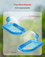 QPAU outdoor shark and whale themed kiddie pool close up on the durable PVC texture.