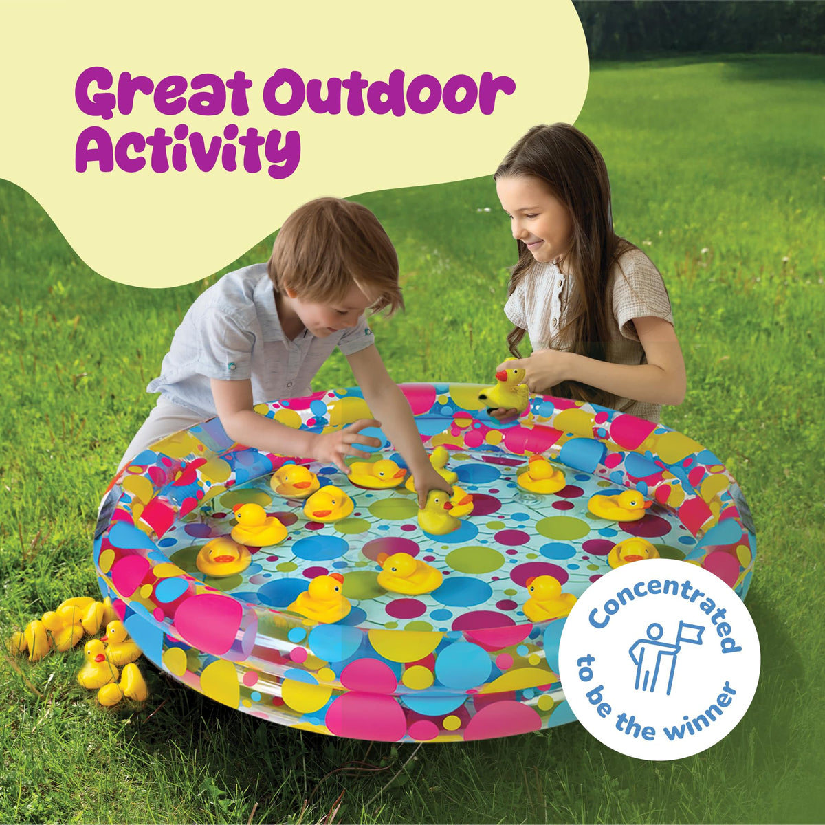 Gamie matching carnival game highlighting the numbers printed on the bottom of the floating plastic ducks