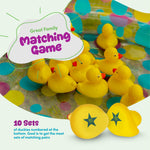 Gamie children backyard water game set featuring children playing with the inflatable pool and numbered ducks