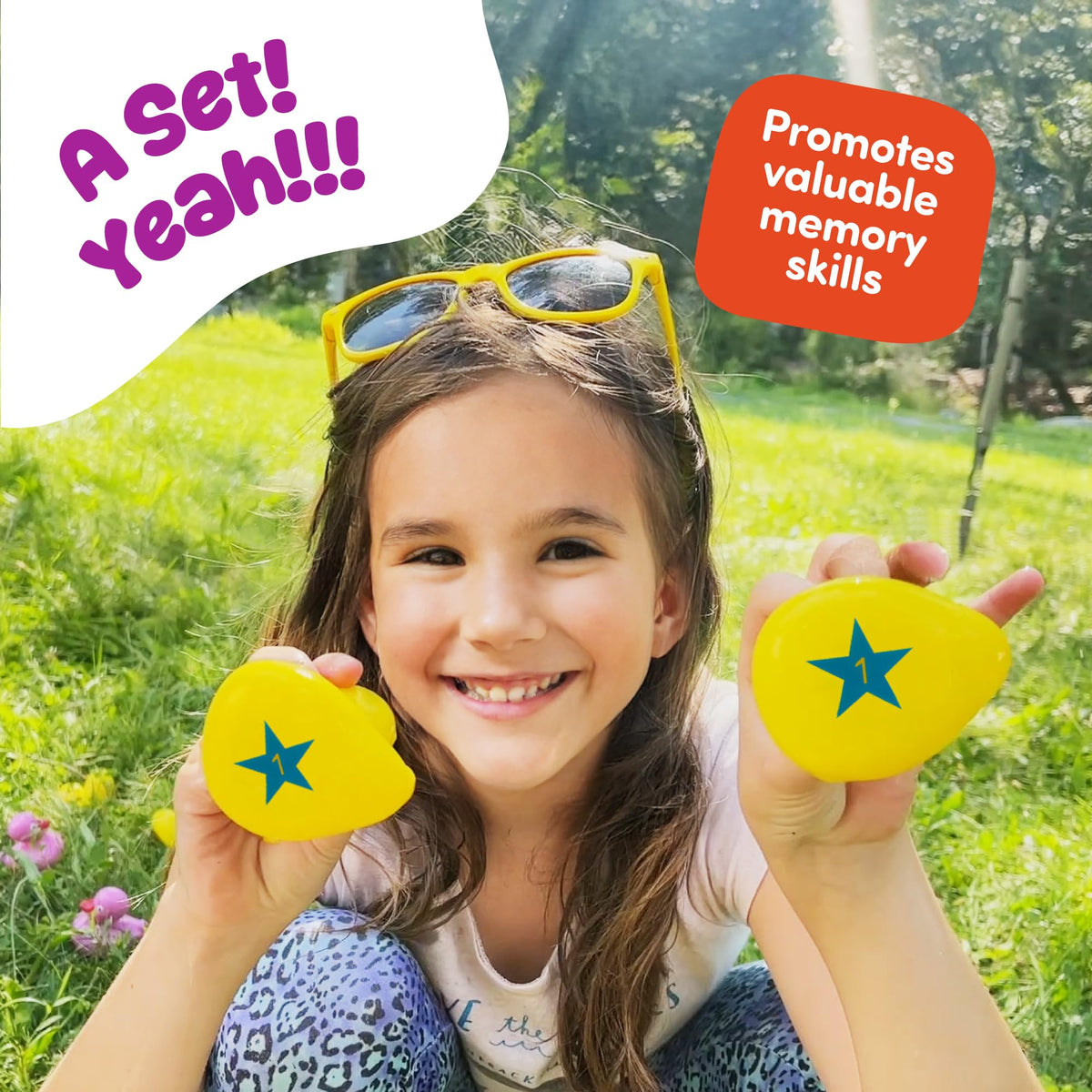Gamie outdoor memory game packaging display showing the full contents of the carnival kit