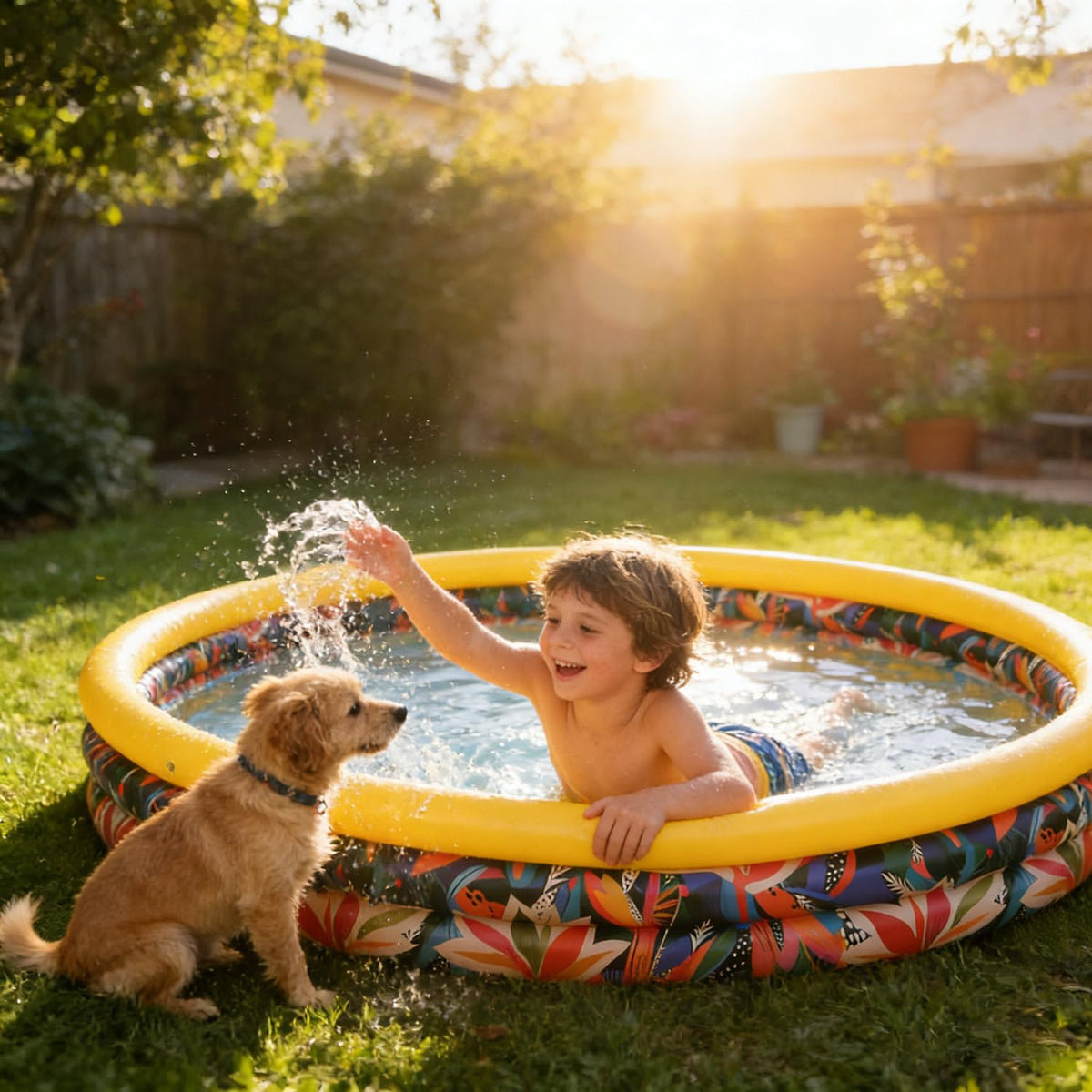 CHICLIST inflatable pool being utilized indoors as a colorful ball pit filled with plastic play balls for kids.