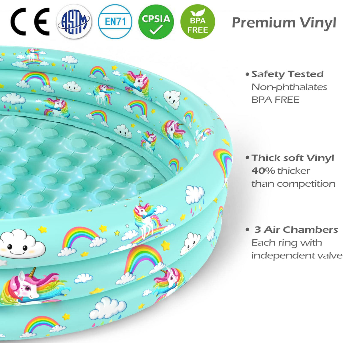 Jasonwell inflatable wading pool filled with colorful plastic balls used as an indoor toddler play ball pit.