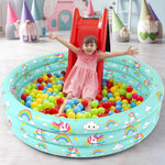 Deflated and folded compact view of the Jasonwell non-toxic vinyl toddler pool highlighting its portability.