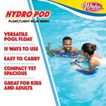 Wahu inflatable round pool seat deflated and packed inside its drawstring carrying bag