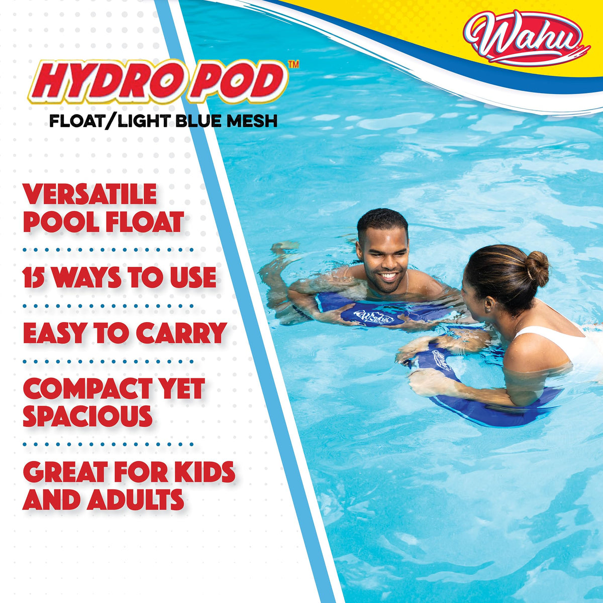 Wahu inflatable round pool seat deflated and packed inside its drawstring carrying bag