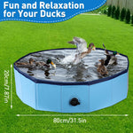 Hdnbsp rectangular hard plastic duck swimming pool setup outdoors in a backyard green grass setting.