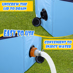 Blue round portable pet tub highlighting the textured anti slip bottom material.