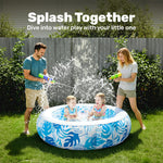 Sloosh blow up baby pool top view highlighting the soft padded floor.