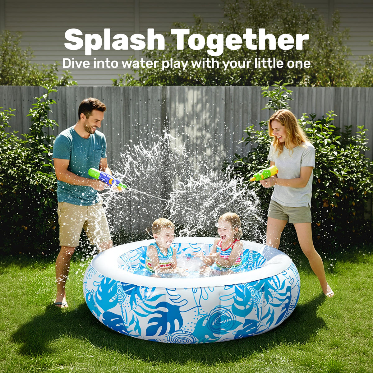 Sloosh blow up baby pool top view highlighting the soft padded floor.