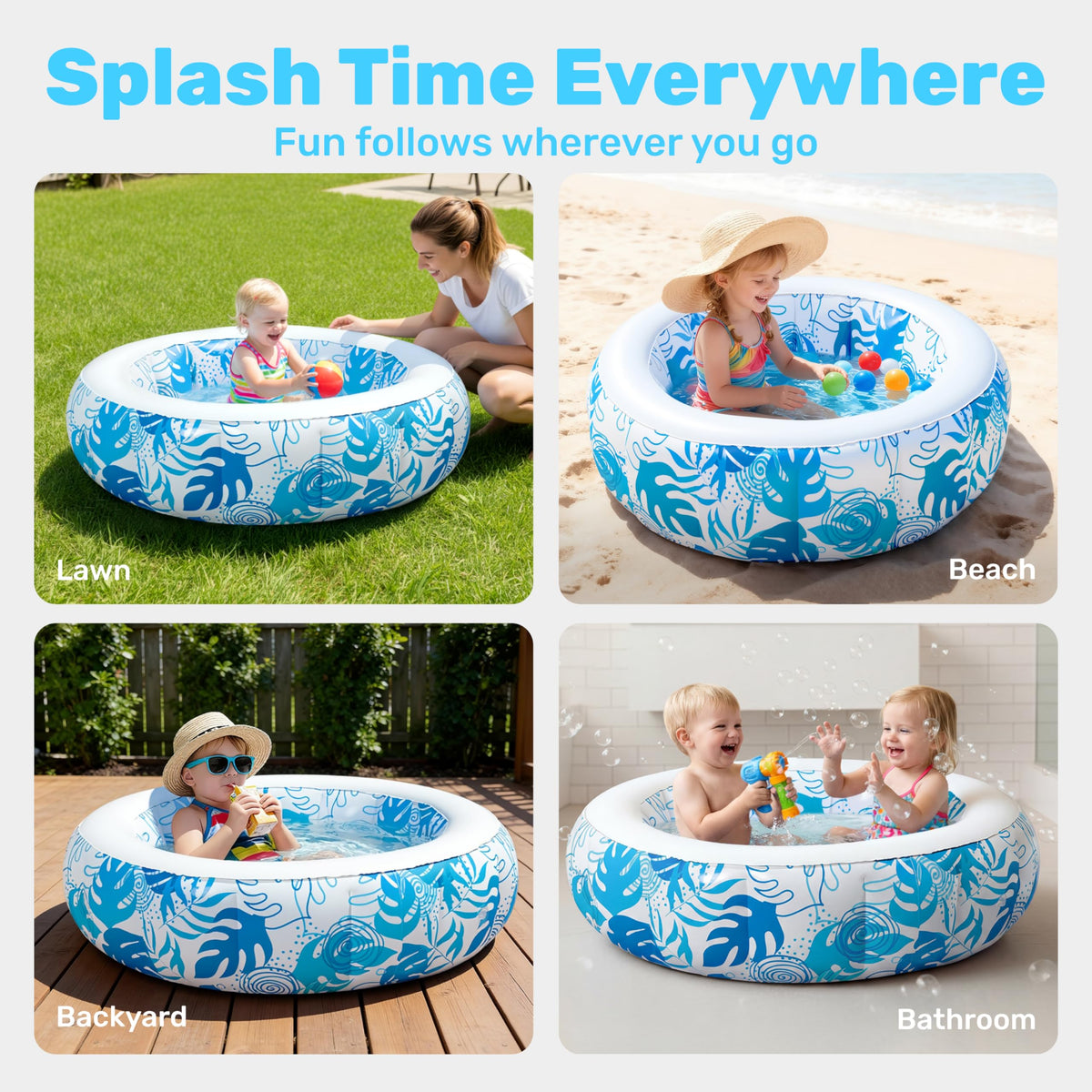 Sloosh inflatable pool used indoors as a colorful plastic ball pit.