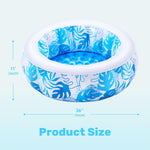 Sloosh inflatable wading pool being deflated and folded for easy storage.