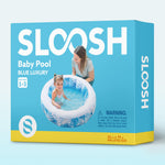 Packaging of the authentic Sloosh imported baby pool showing size specifications.