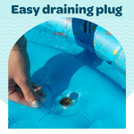 Top down angle of the GRIP A POOL blow up baby pool highlighting the padded cushioned floor surface.