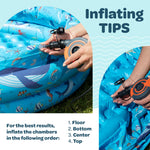 Side view showing the three-ring sturdy construction and vibrant marine life graphics of the GRIP A POOL.